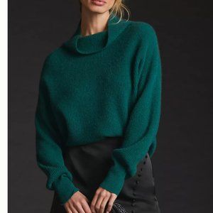 Anthropologie - Pilcro Ribbed Cashmere Sweater Size Medium Dark Green